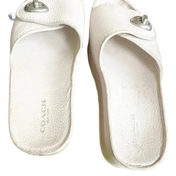 Coach Turnlock Shower Slide Platform Sandals White 7B - Picture 9 of 14